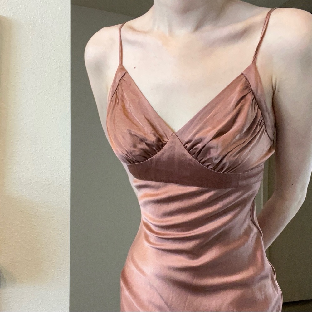 Milk Chocolate Bronze Satin Midi Dress